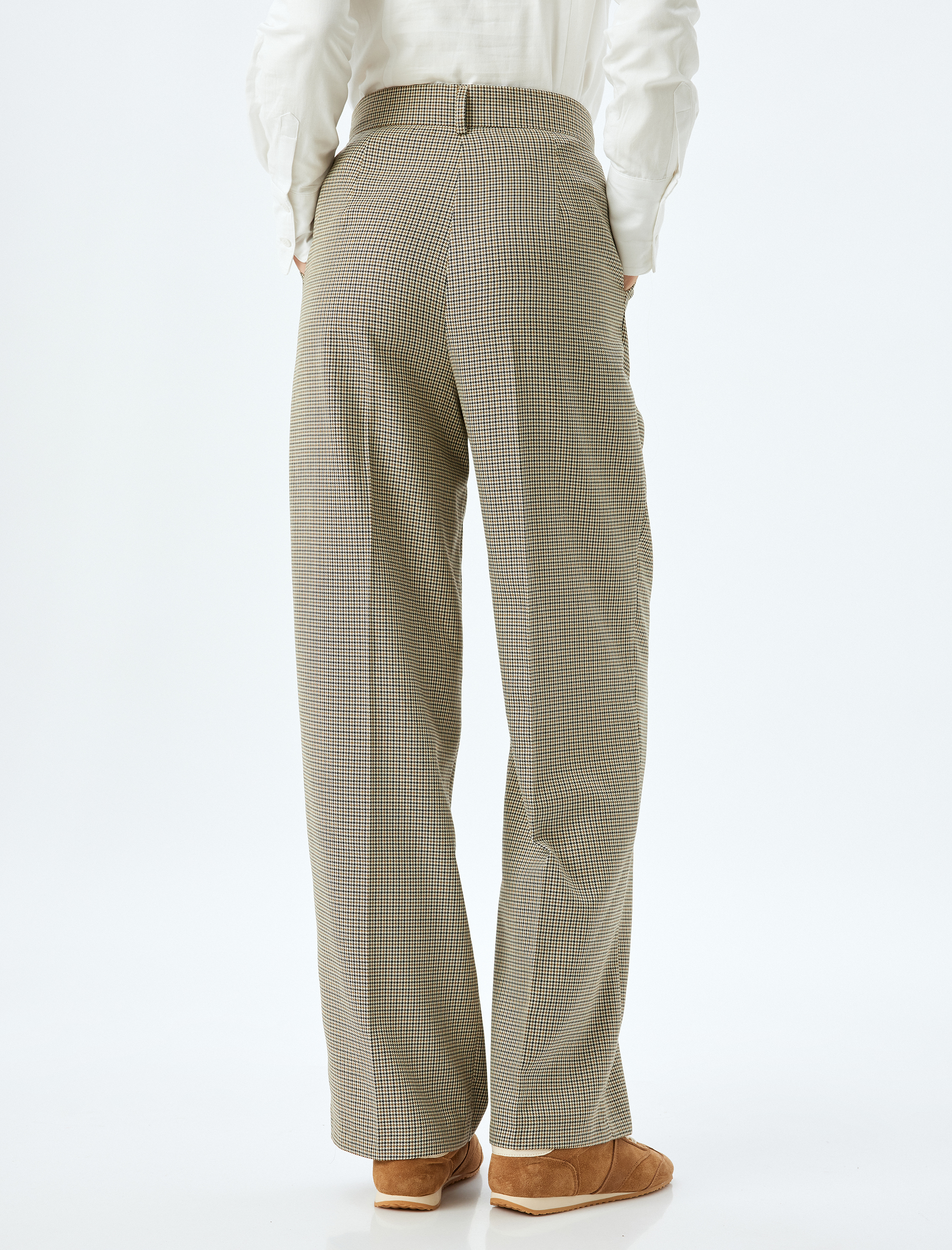   Koton X Sima Tarkan - Düşük Bel Bol Paça Ekose Kumaş Pantolon