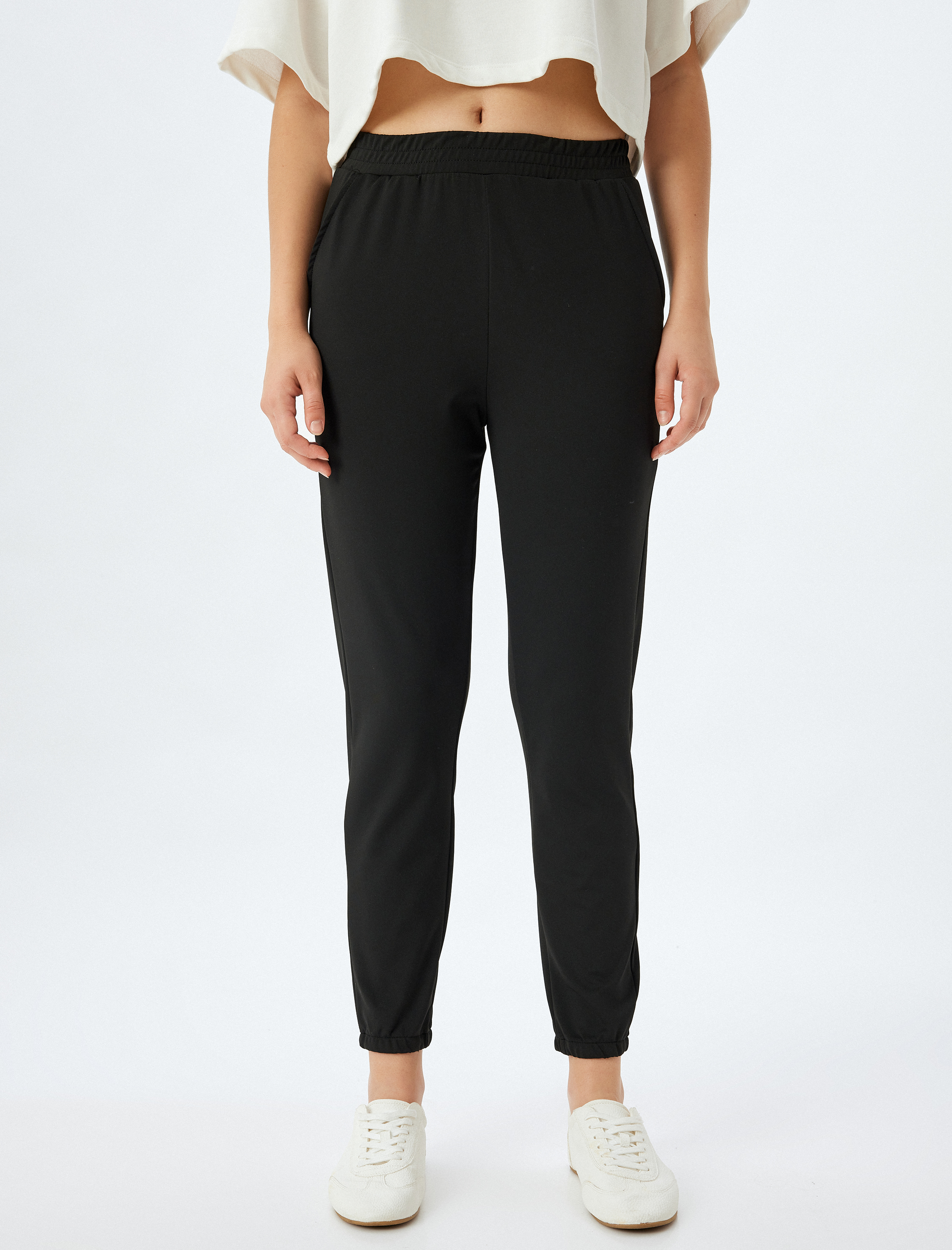   Jogger Eşofman Altı Beli Lastikli Cep Detaylı Düşük Bel İnterlok