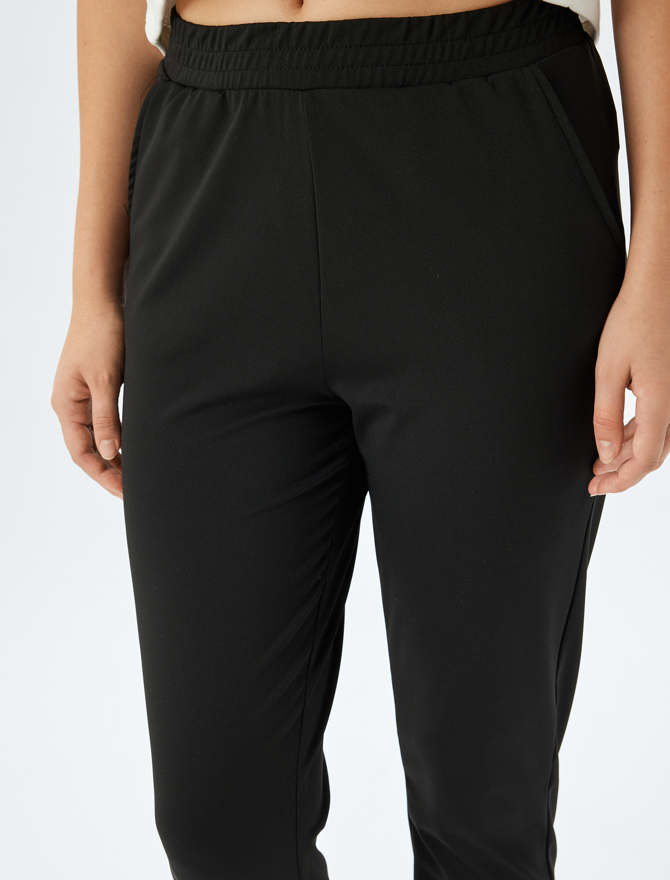   Jogger Eşofman Altı Beli Lastikli Cep Detaylı Düşük Bel İnterlok