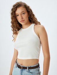 Crop Atlet Halter Yaka Fitilli Slim Fit