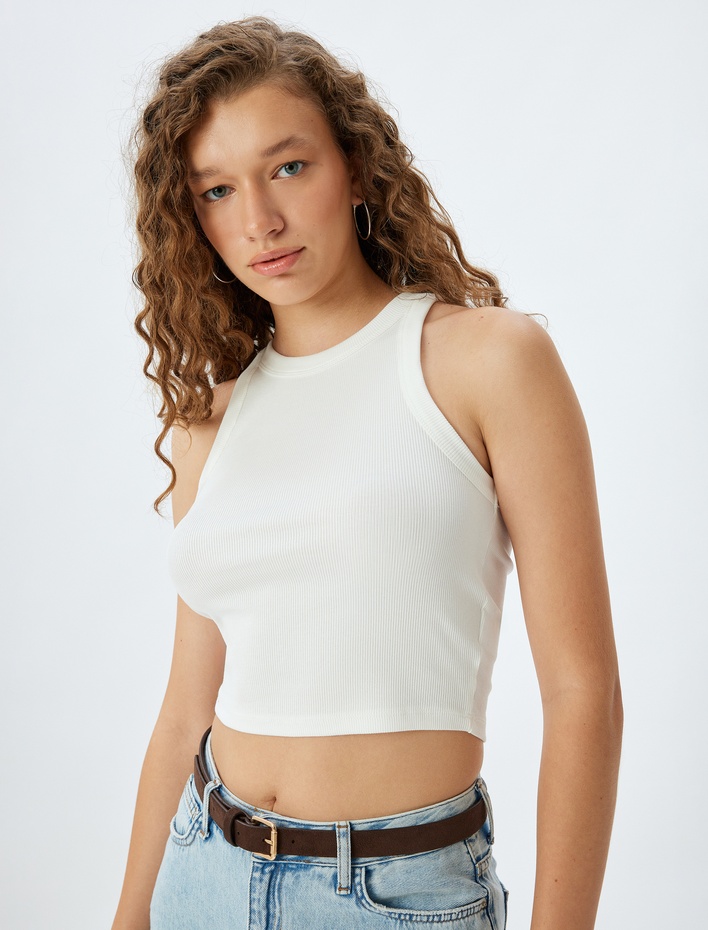  Crop Atlet Halter Yaka Fitilli Slim Fit