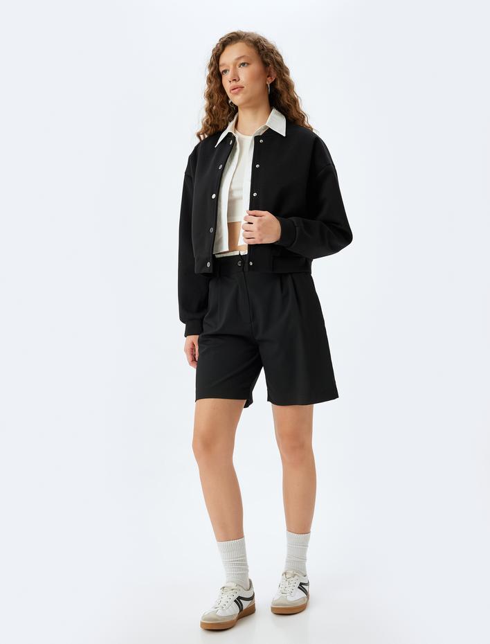  Çıtçıt Düğmeli Rahat Kalıp Bomber Ceket