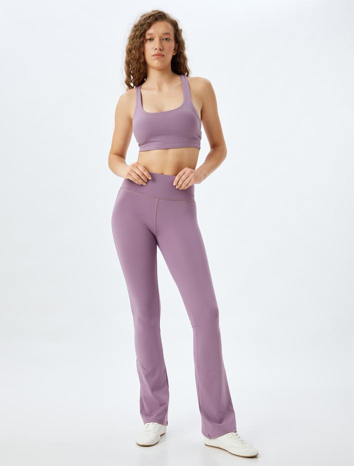  Spor Tayt İspanyol Paça Yüksek Bel Yumuşak Tuşe Slim Fit İnterlok