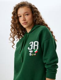 Şardonlu Snoopy Kapüşonlu Sweatshirt Lisanslı Arkası Baskılı