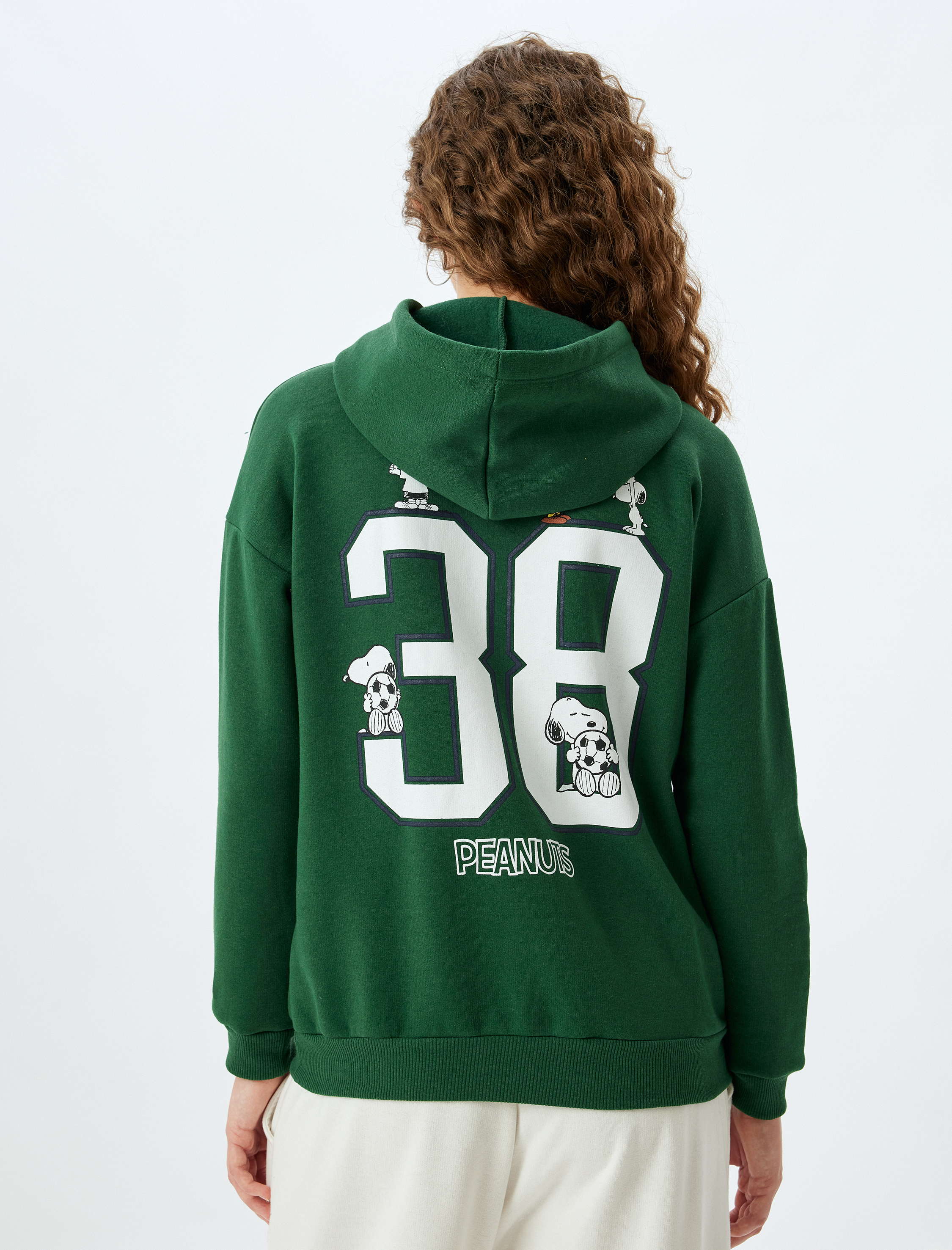 Şardonlu Snoopy Kapüşonlu Sweatshirt Lisanslı Arkası Baskılı