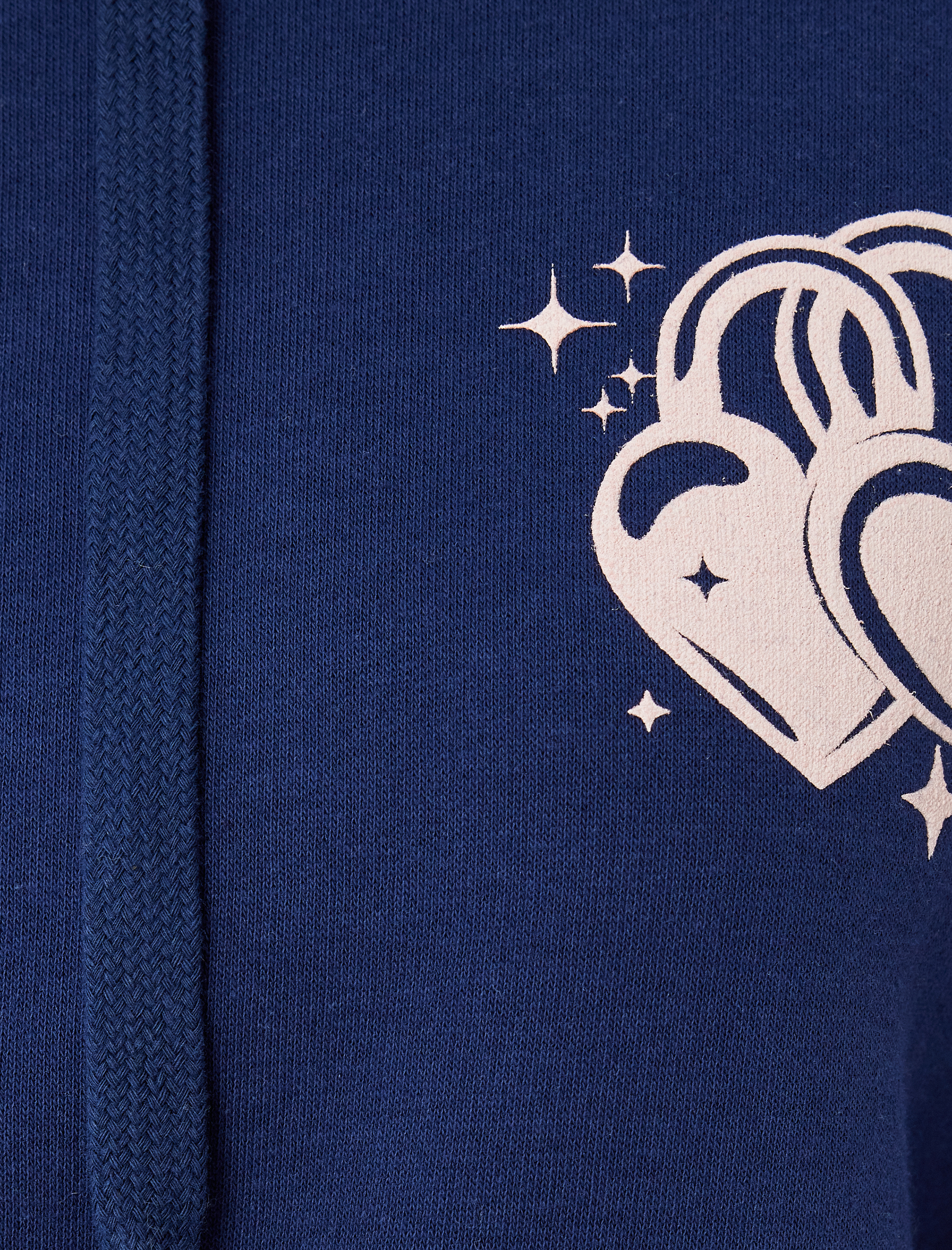   Şardonlu Arkası Baskılı Sweatshirt Kapüşonlu Rahat Kalıp