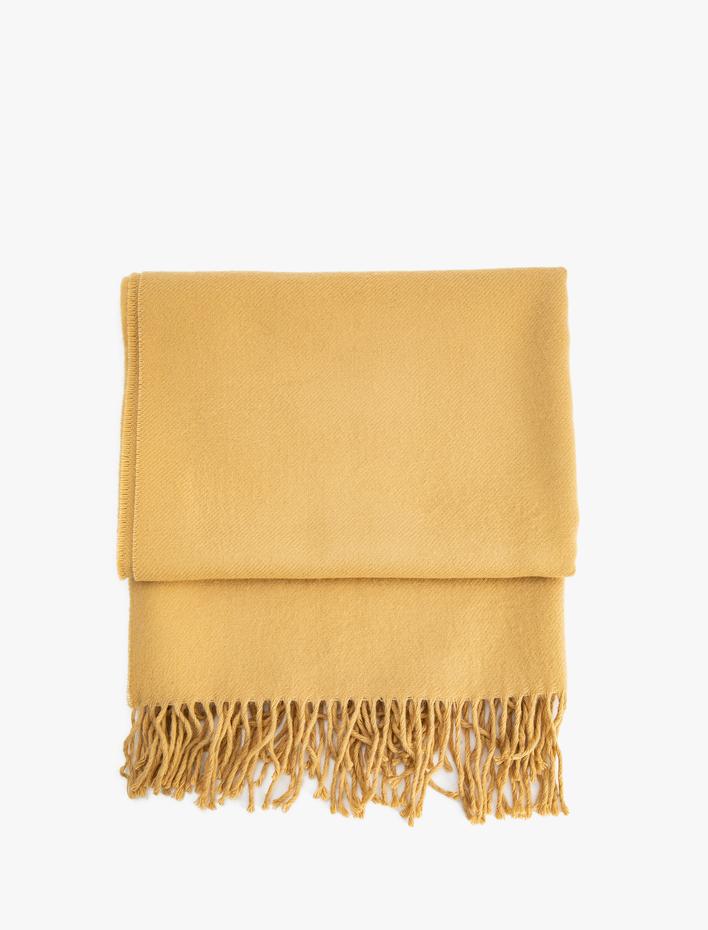 Kadın Atkı Uzun Püsküllü Yumuşak Dokulu