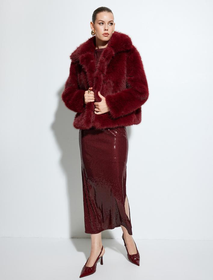  Uzun Kollu Peluş Mont