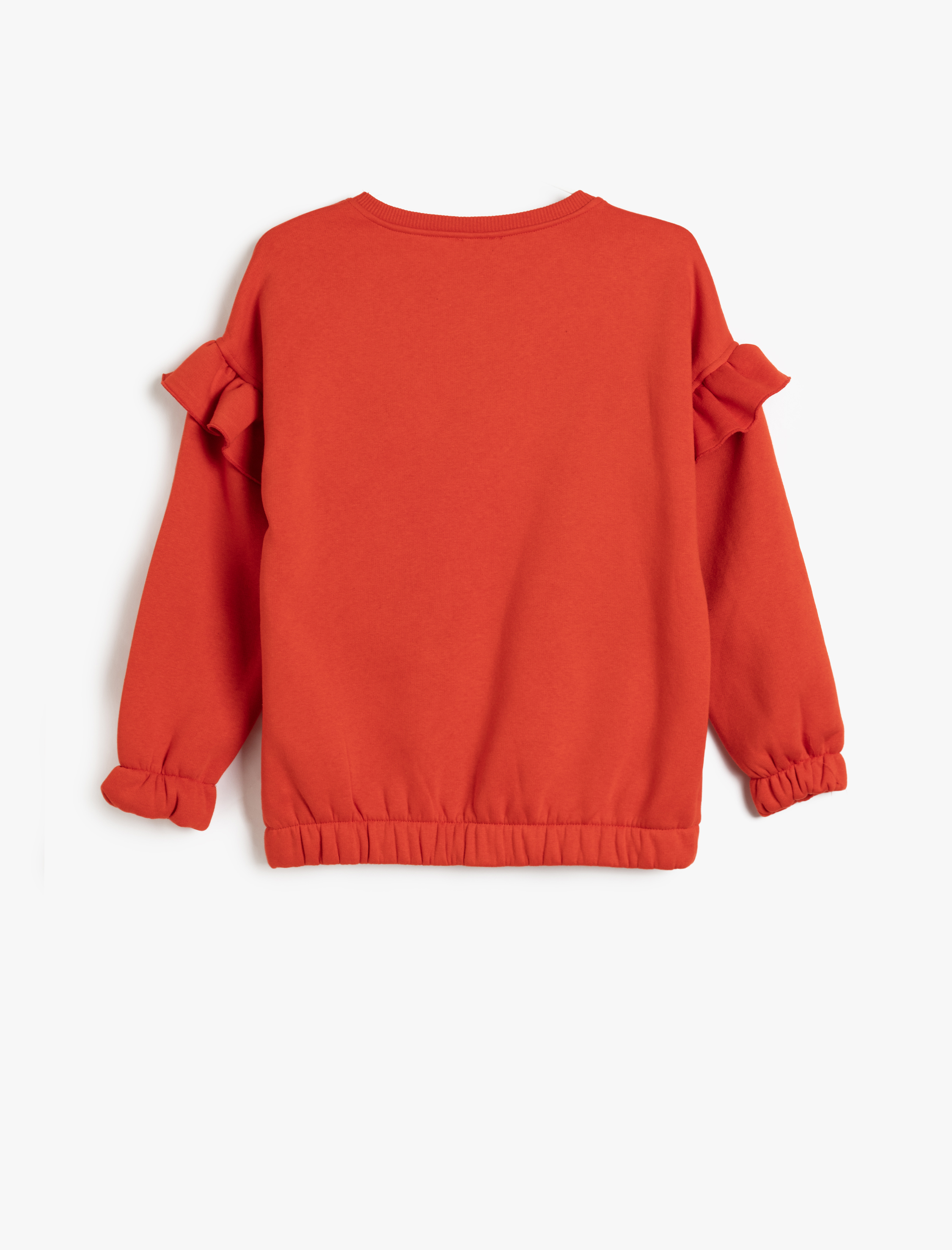  Kız Çocuk Ponpon Detaylı Fırfırlı Uzun Kollu Yılbaşı Temalı Şardonlu Sweatshirt