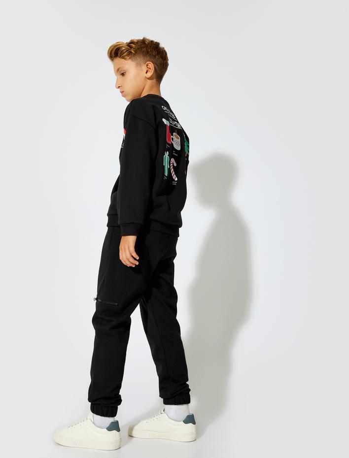 Erkek Çocuk Basic Jogger Eşofman Altı Beli Bağlamalı Cep Detaylı Şardonlu