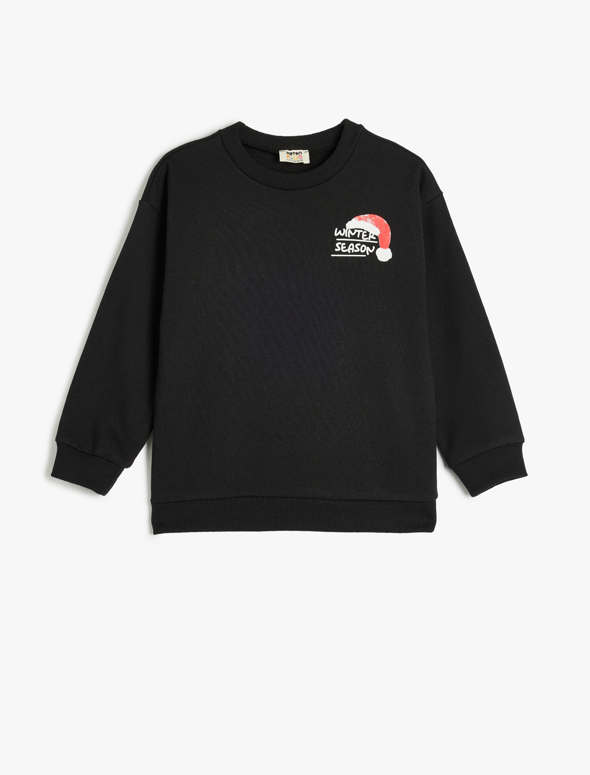 Erkek Çocuk Sweatshirt Yılbaşı Temalı Baskı Detaylı Uzun Kollu Bisiklet Yaka Şardonlu