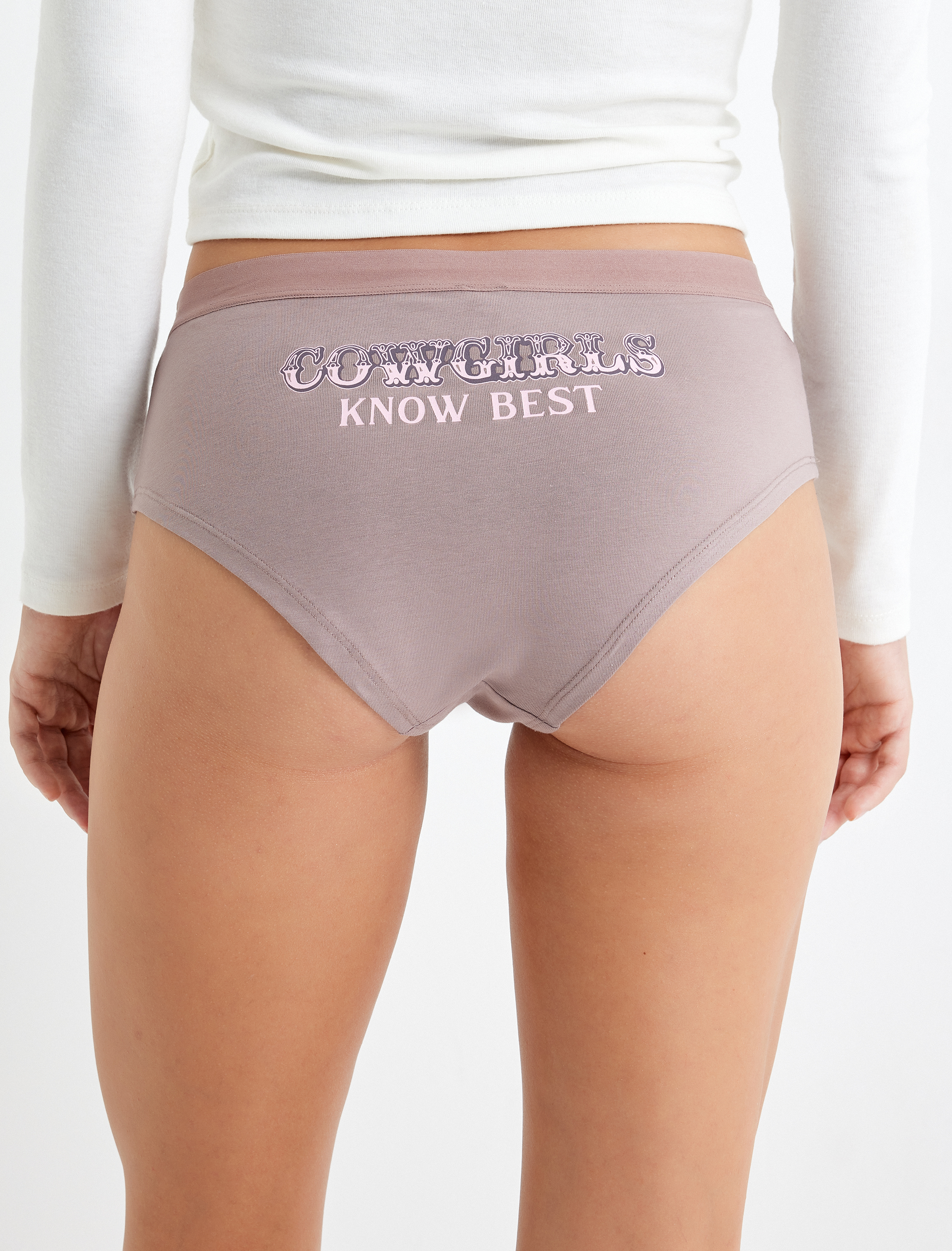   Arkası Baskılı Yüksek Bel Pamuklu Hipster Külot