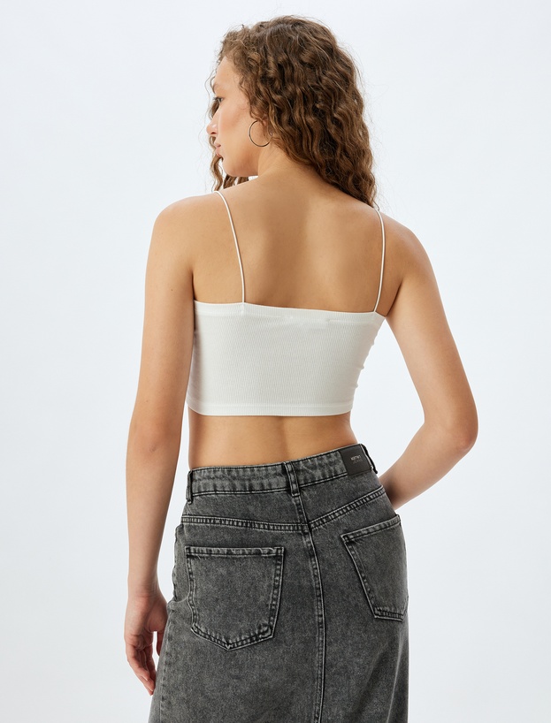 Fitilli İp Askılı Slim Fit Crop Kadın Atlet_3