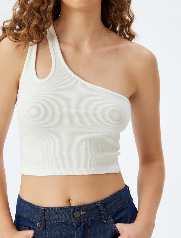 Crop Atlet Tek Omuz Pencere Detaylı Kolsuz_4