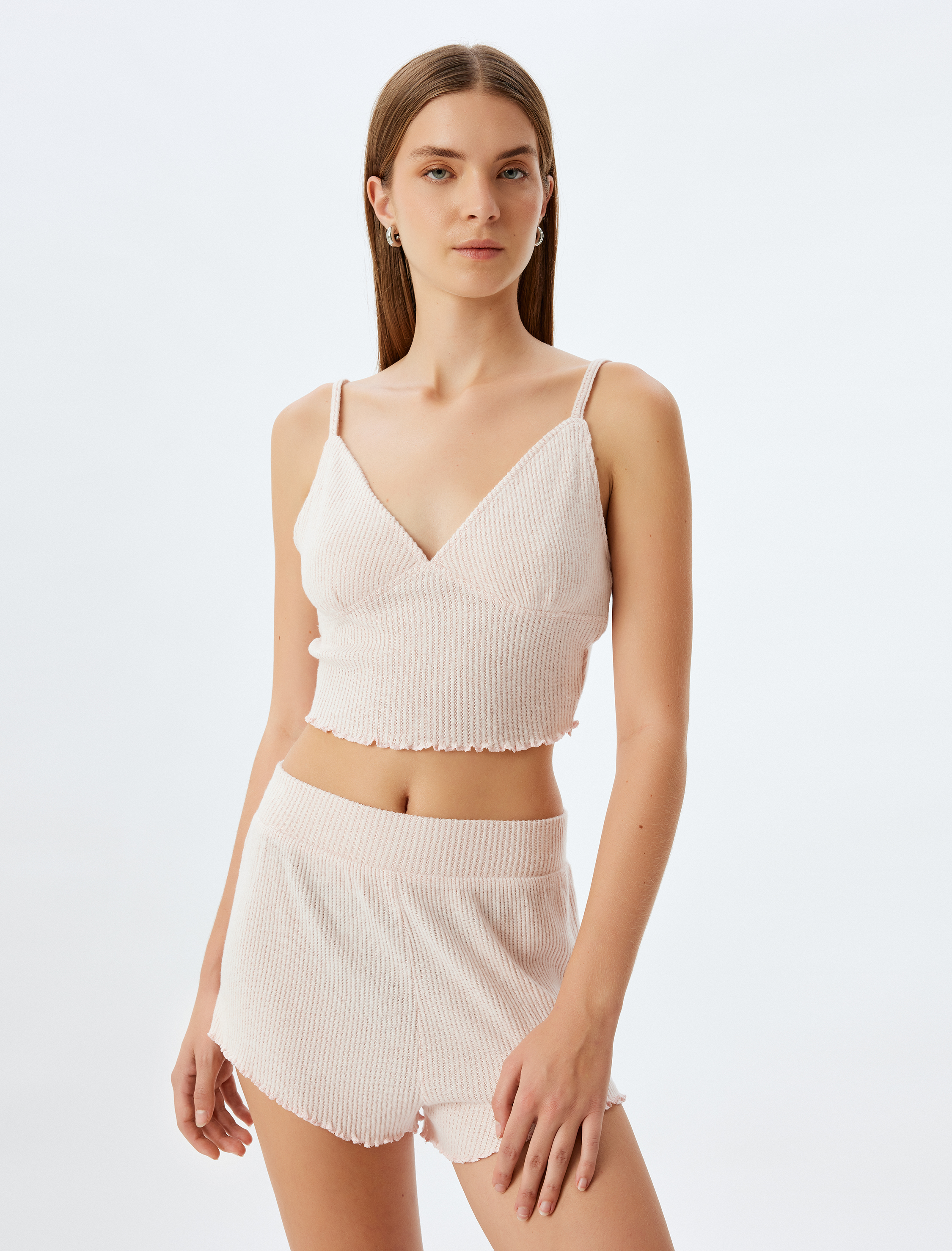   Viskon Fitilli Mini Şort Pijama Altı