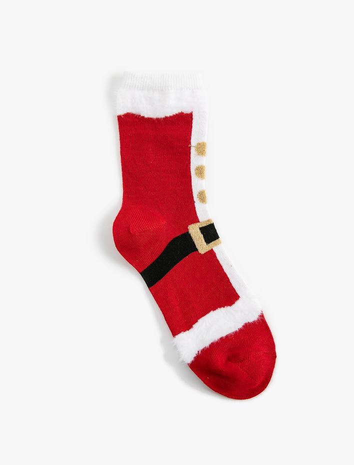 Kız Çocuk Noel Baba Desenli Pamuklu Havlu Çorap