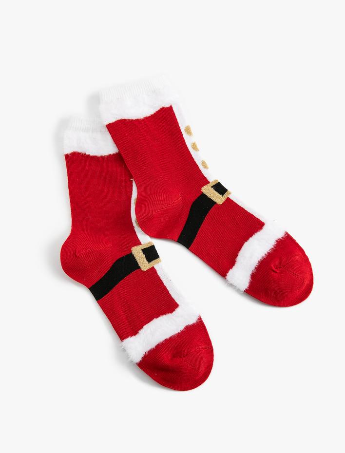 Kız Çocuk Noel Baba Desenli Pamuklu Havlu Çorap