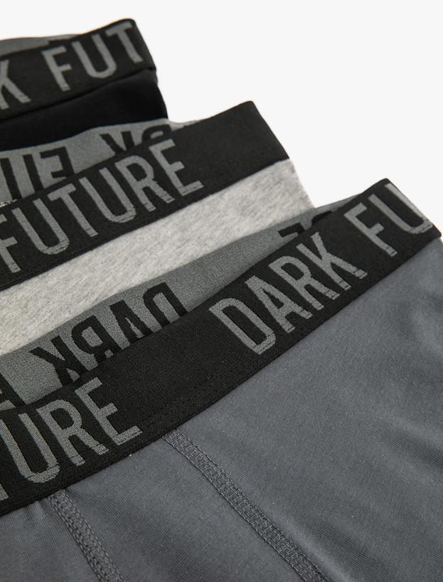 Slogan Baskılı Bel Detaylı Pamuklu 3'lü Boxer Seti_3