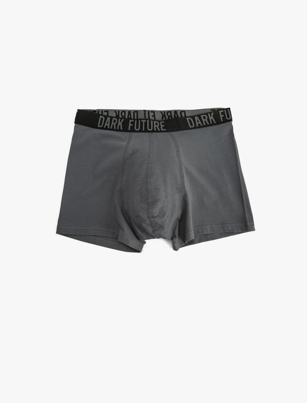 Slogan Baskılı Bel Detaylı Pamuklu 3'lü Boxer Seti_2