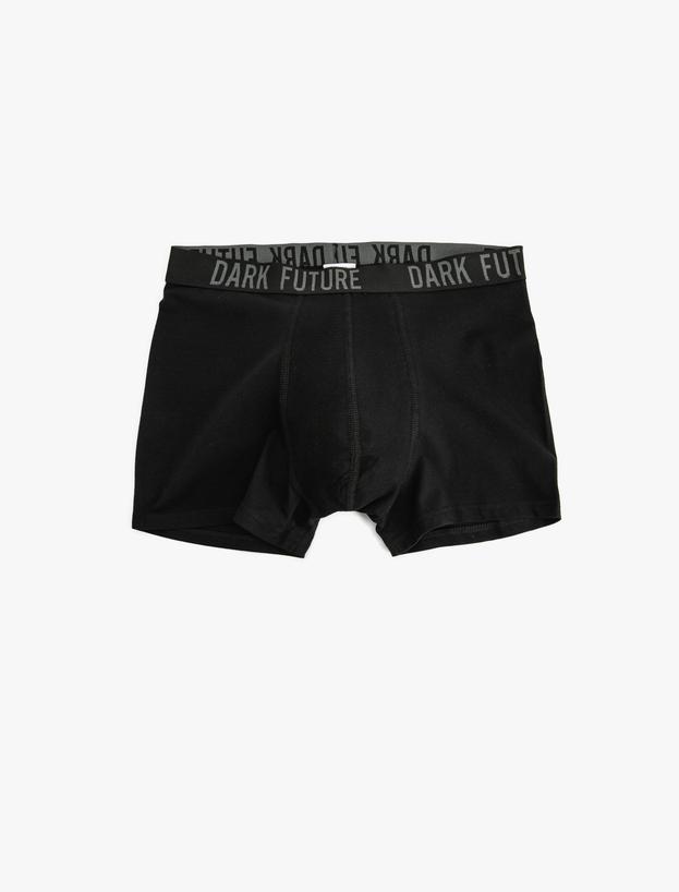 Slogan Baskılı Bel Detaylı Pamuklu 3'lü Boxer Seti_1