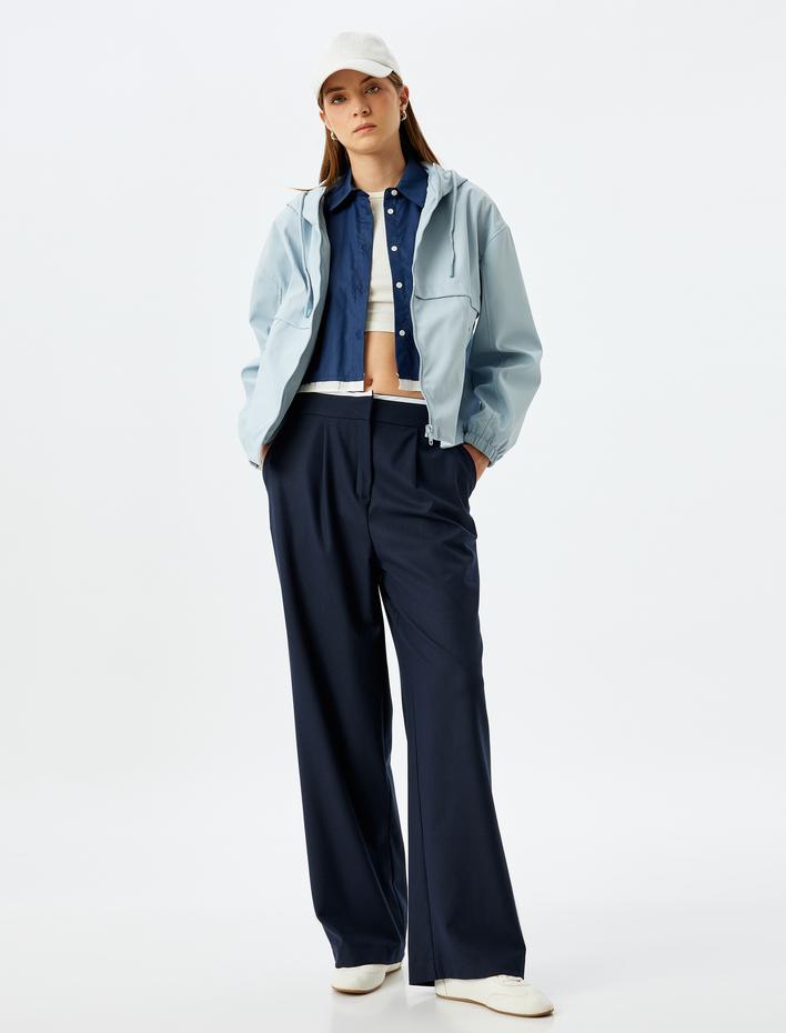  Yağmurluk Kapüşonlu Cepli Fermuarlı