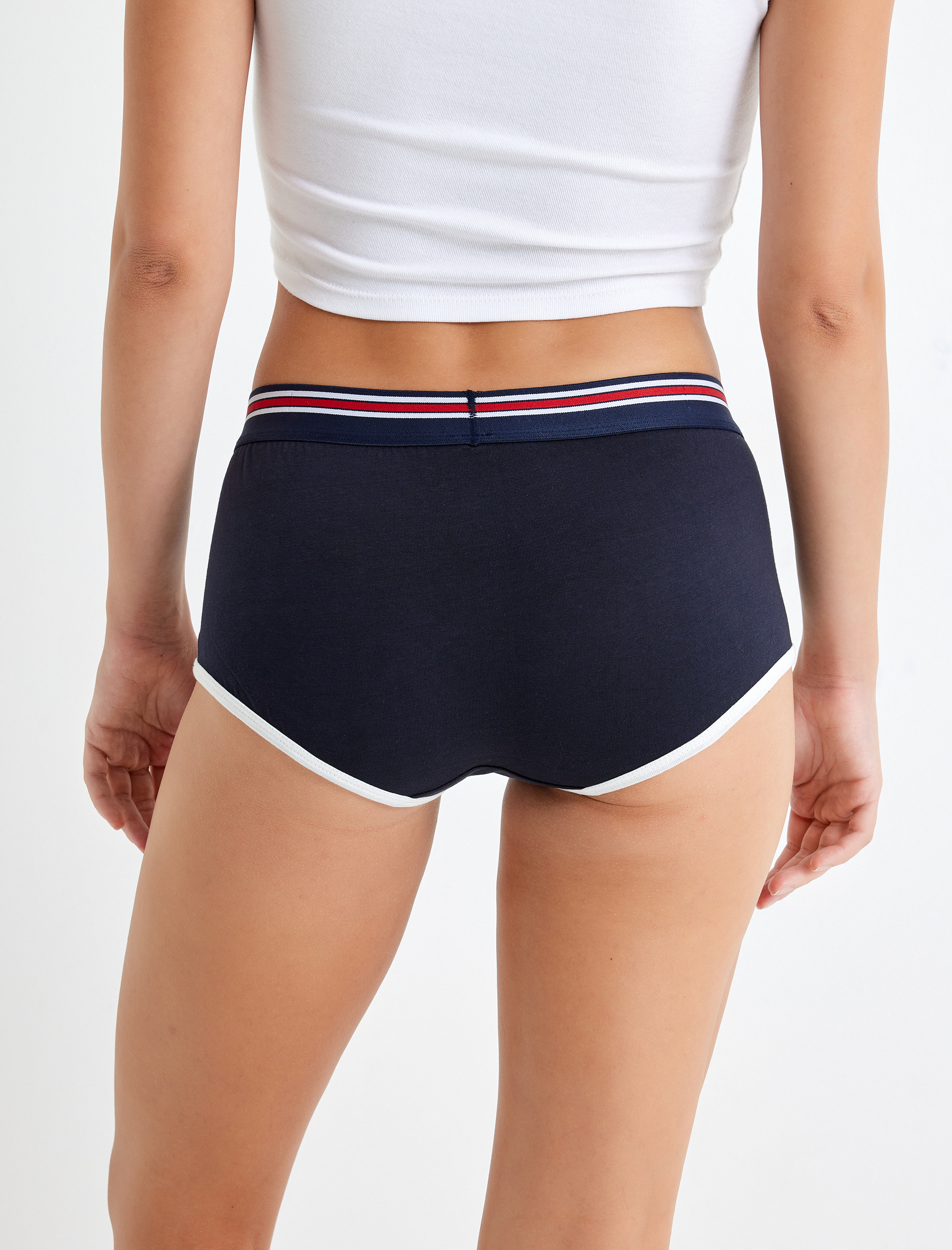   Yüksek Bel Hipster Külot Baskılı Biyeli Renk Kontrastlı