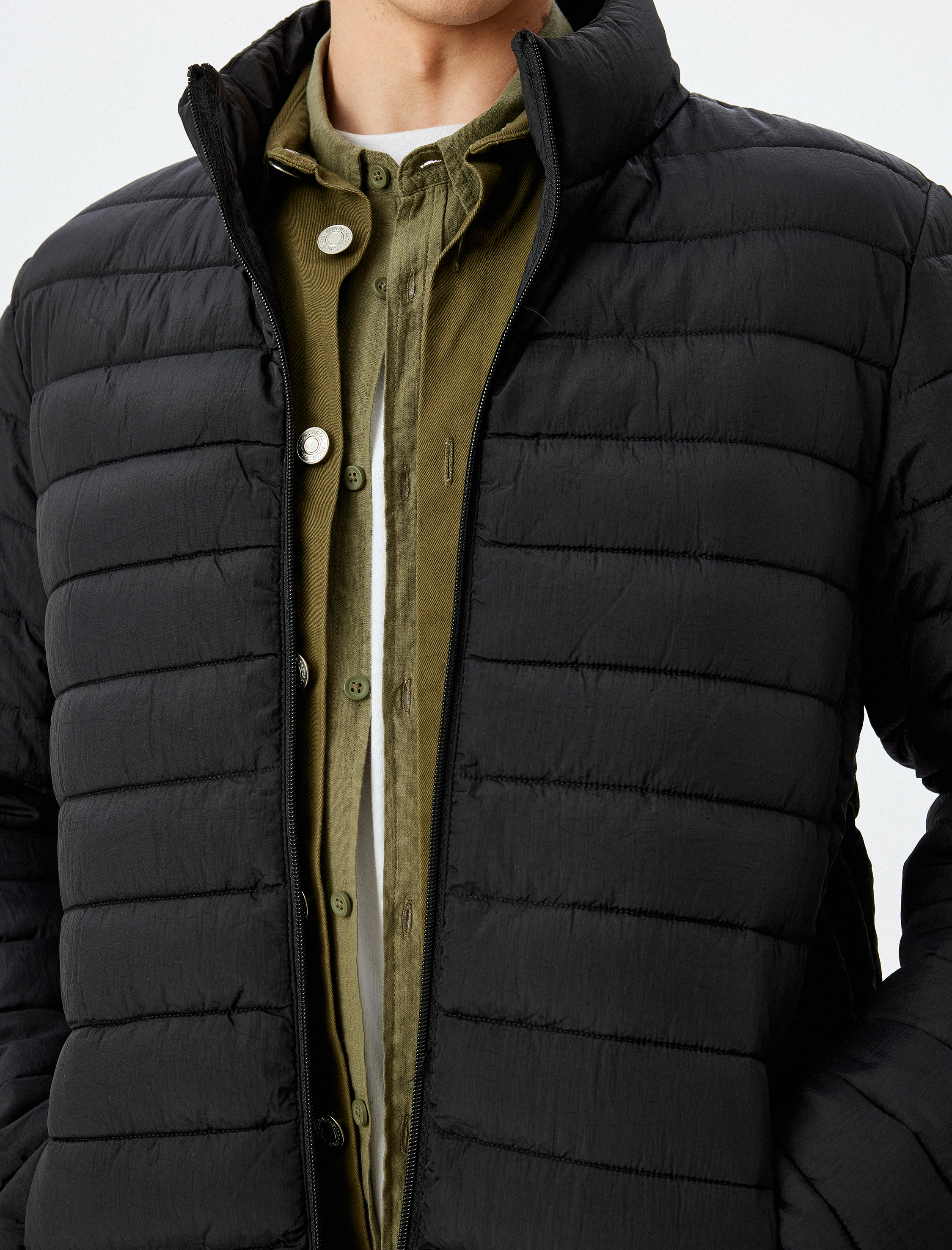 Slim Fit Fermuarlı Şişme Mont