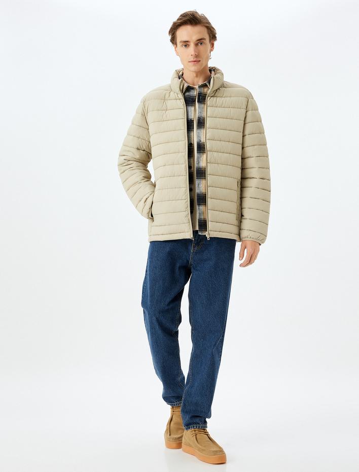  Slim Fit Fermuarlı Şişme Mont