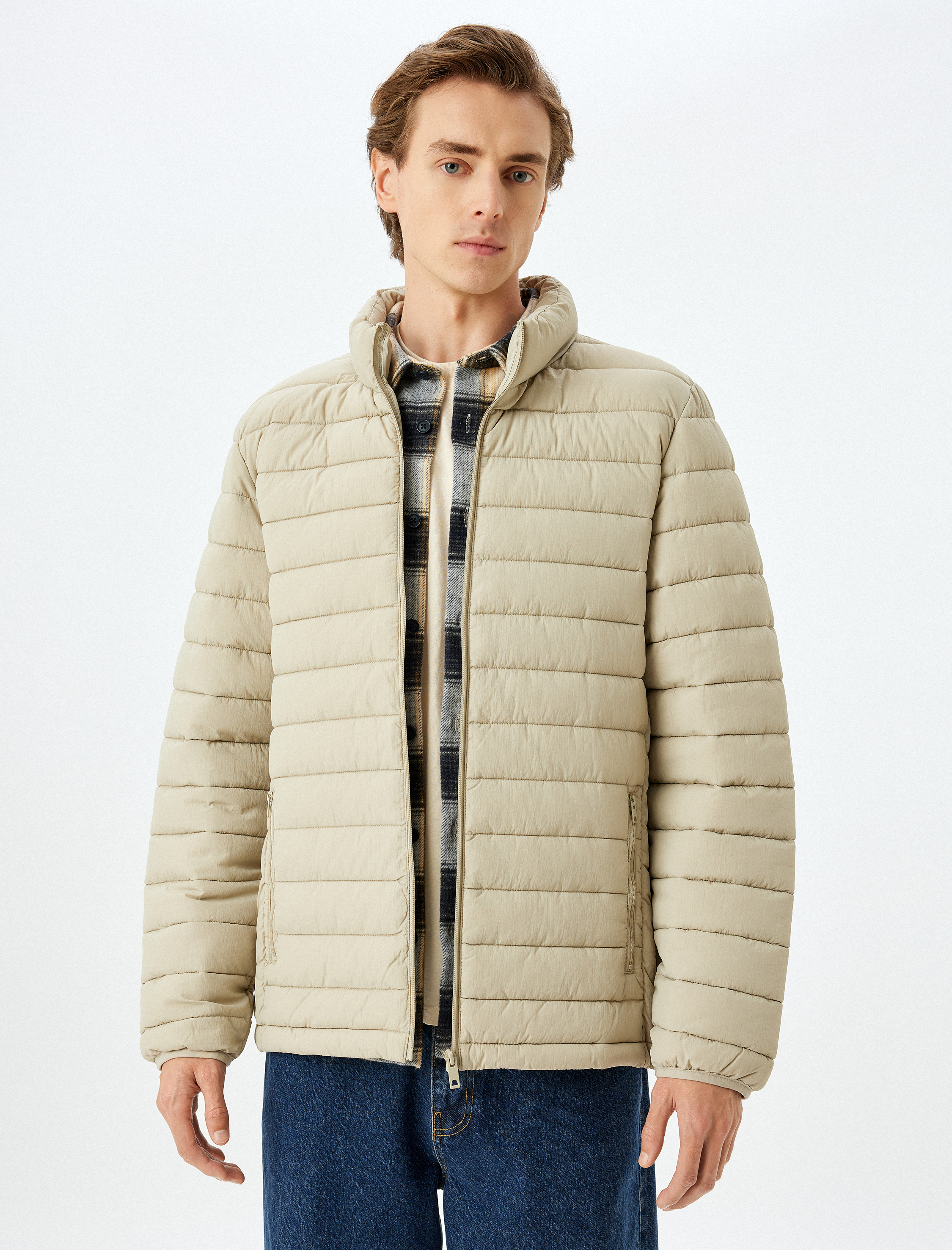   Slim Fit Fermuarlı Şişme Mont