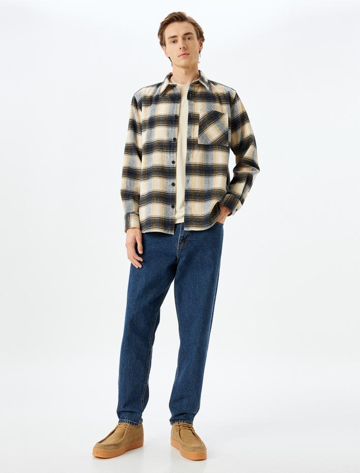  Uzun Kollu Cep Detaylı Regular Fit Pamuk Karışımlı Kışlık Oduncu Gömleği