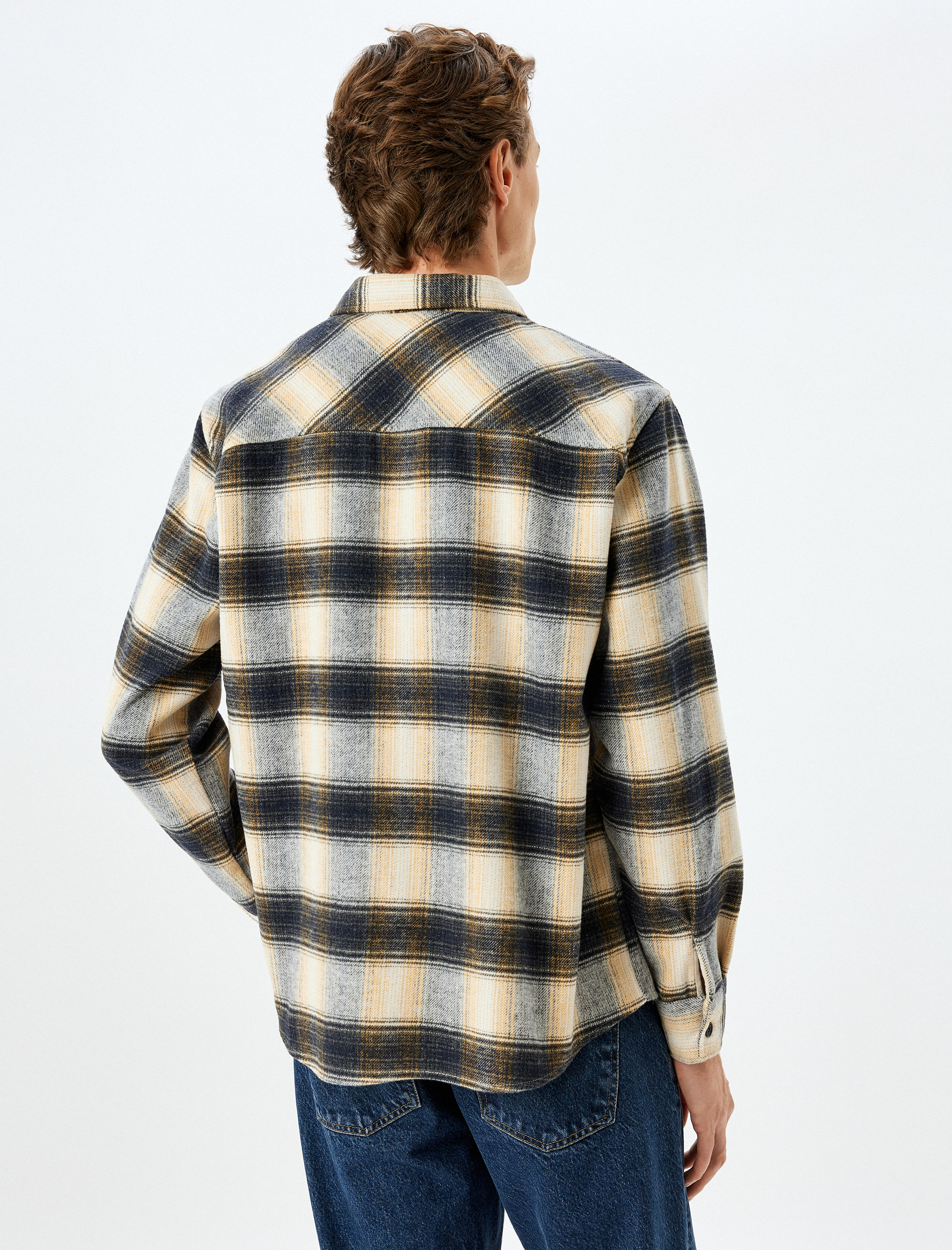   Uzun Kollu Cep Detaylı Regular Fit Pamuk Karışımlı Kışlık Oduncu Gömleği