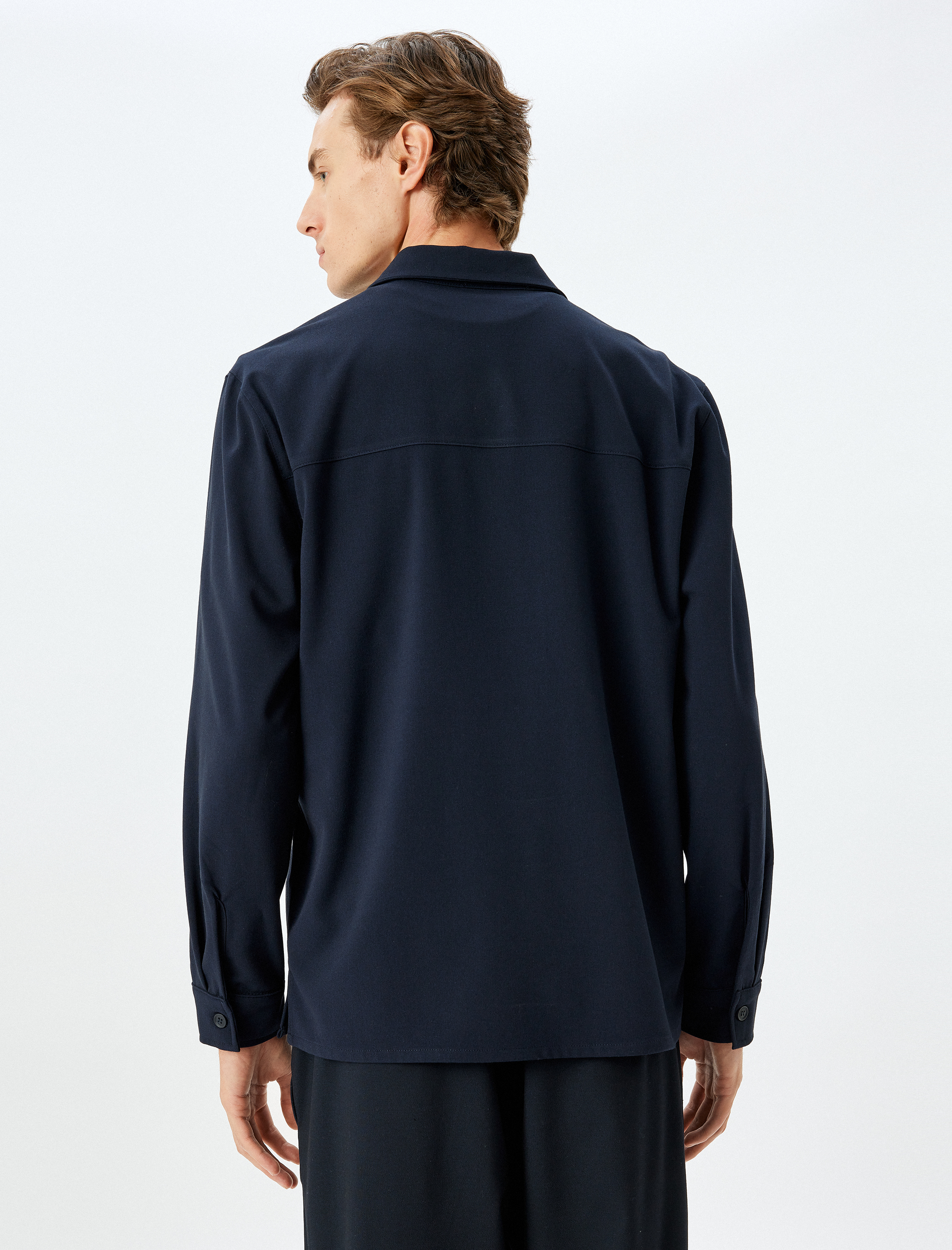   Yarım Fermuarlı Gömlek Uzun Kollu Viskon Karışımlı Regular Fit