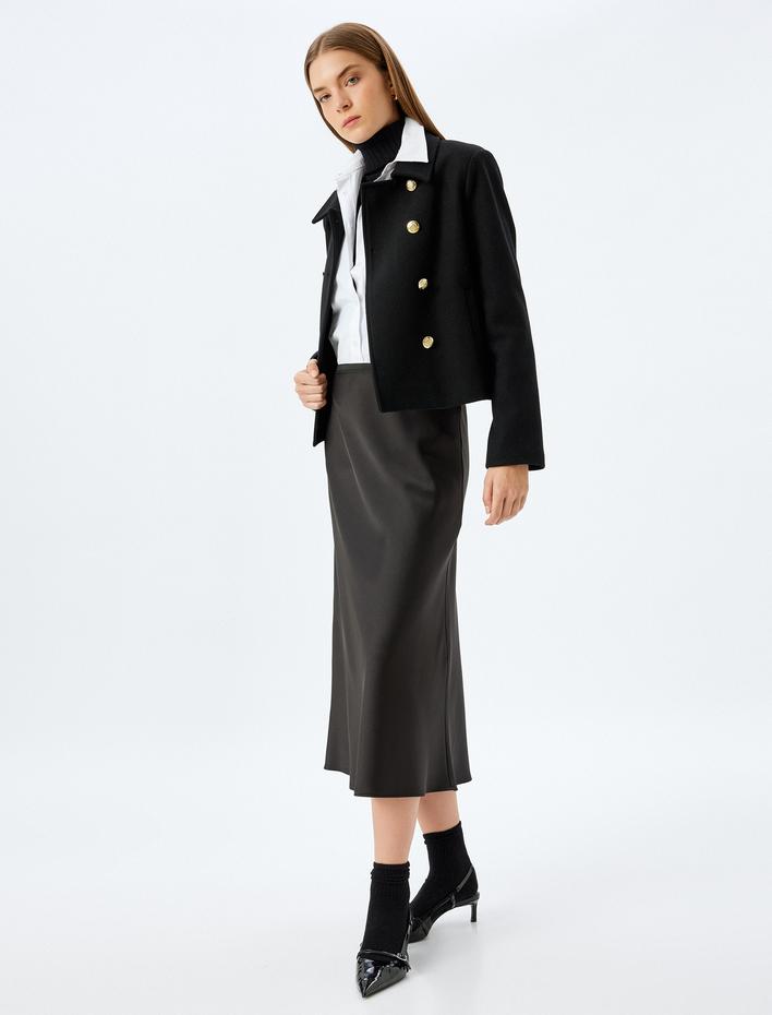  Standart Bel Slim Fit A kesim Midi Boy Saten Etek