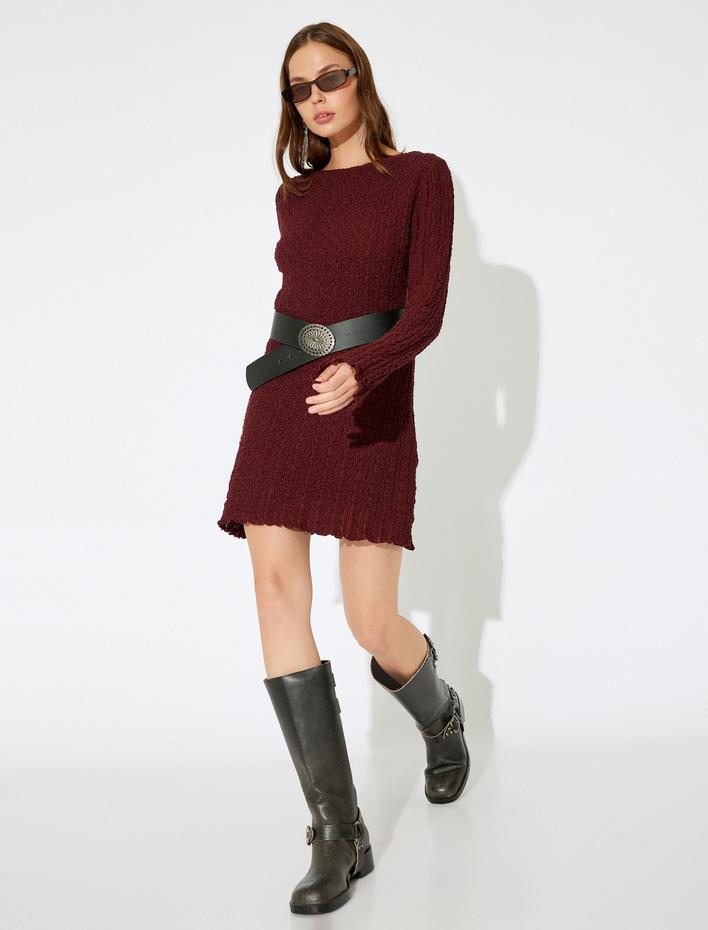  Koton X İnji - Mini İspanyol Uzun Kollu Dokulu Sırt Detaylı Elbise