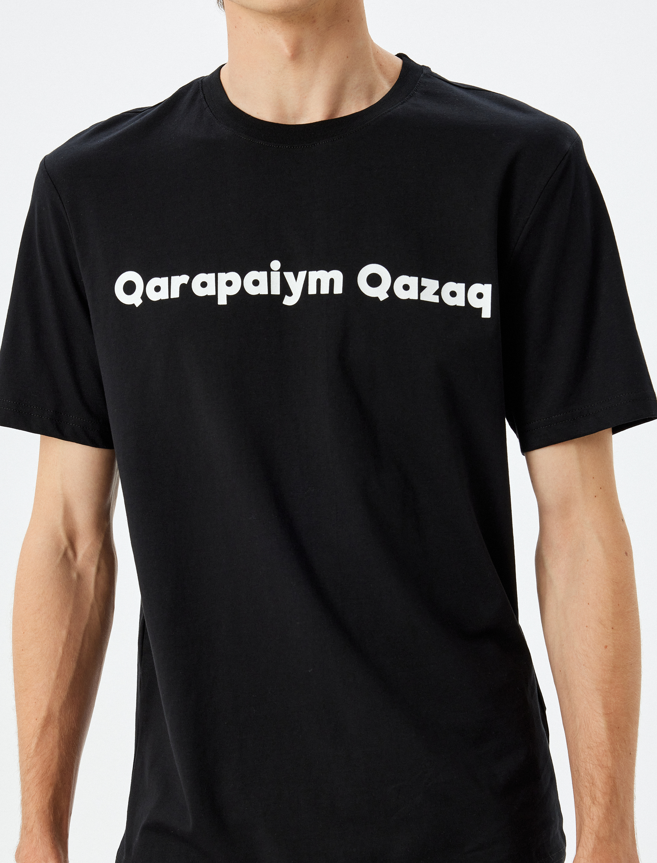   Slogan Baskılı Tişört Bisiklet Yaka Kısa Kollu Pamuklu