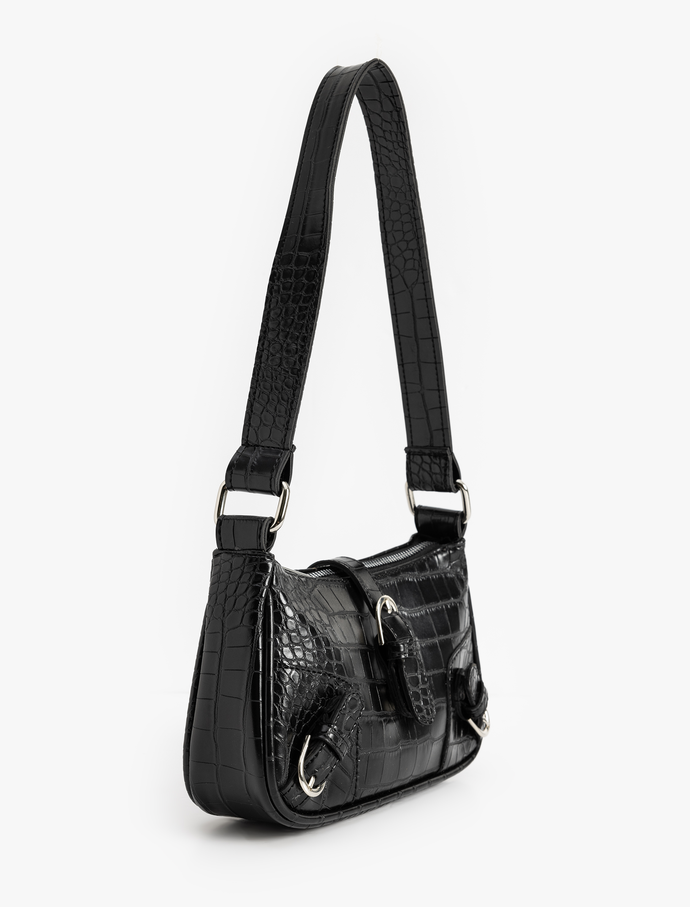  Kadın Koton X İnji - Suni Deri Kroko Görünümlü Kemer Detaylı Omuz Çantası