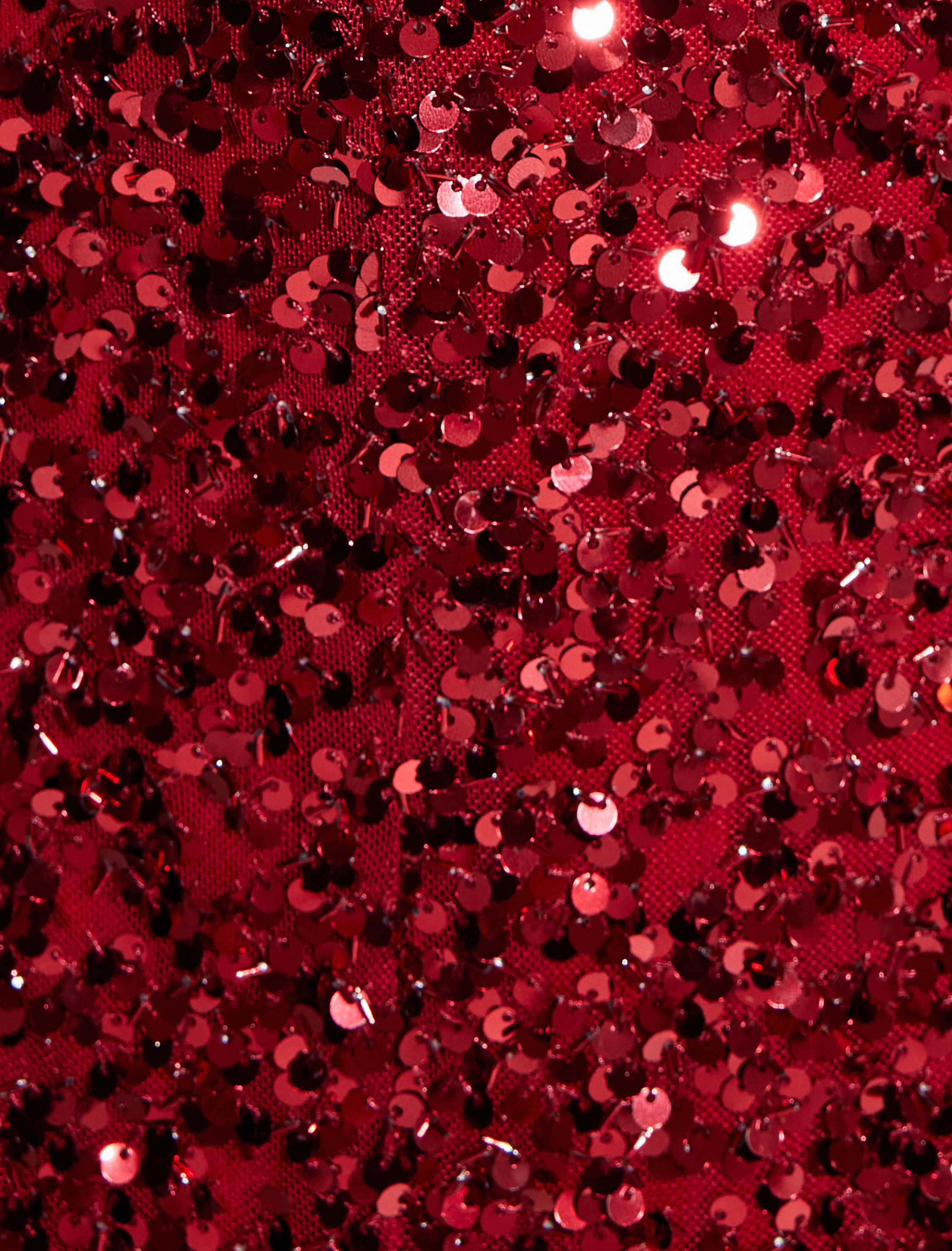   Pullu Payetli Derin V Yaka Uzun Kollu Yırtmaçlı Uzun Abiye Elbise