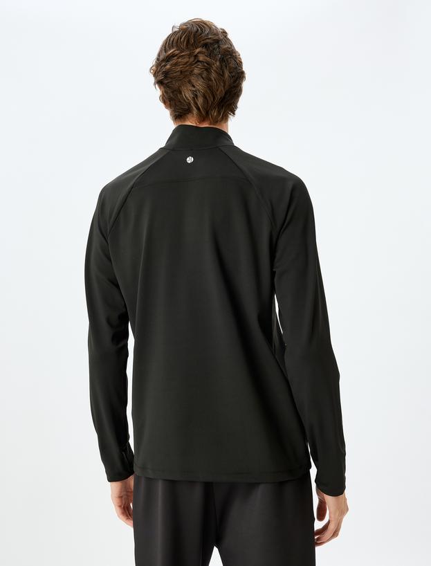 Fermuar Detaylı Dik Yaka Spor Sweatshirt_3
