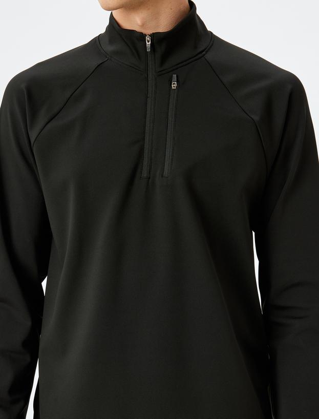 Fermuar Detaylı Dik Yaka Spor Sweatshirt_4