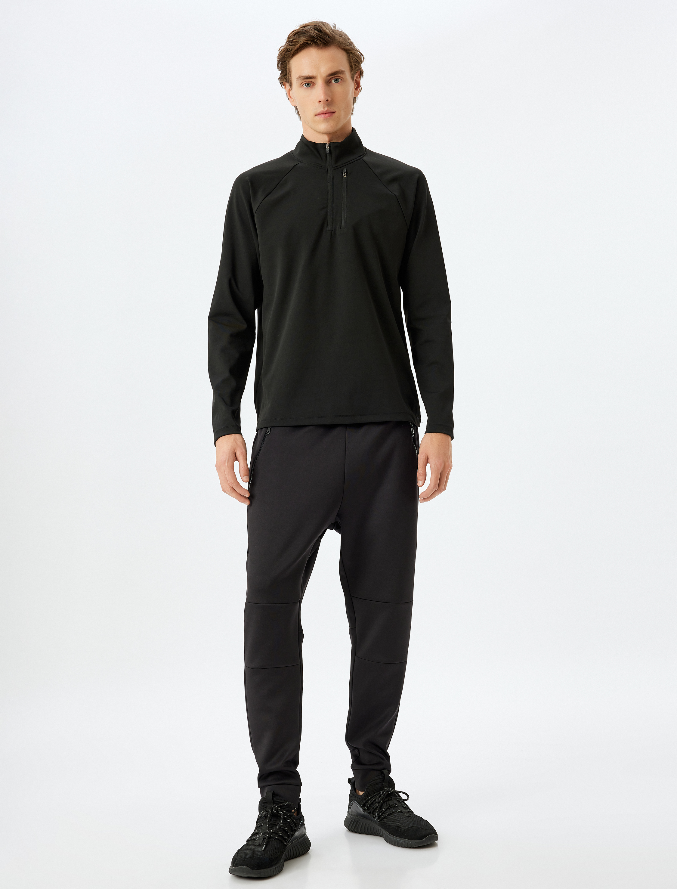 Fermuar Detaylı Dik Yaka Spor Sweatshirt