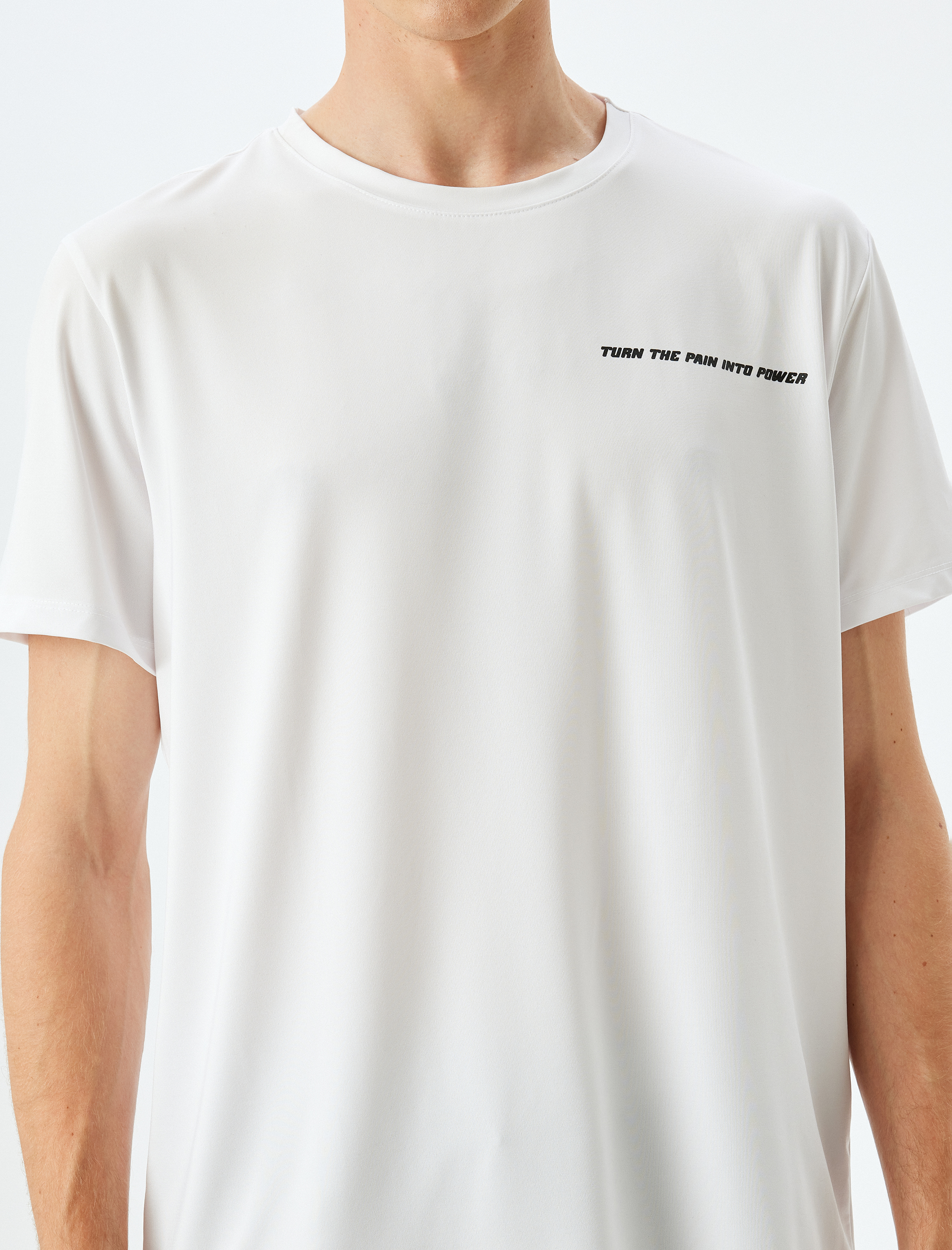   Bisiklet Yaka Kısa Kollu Slogan Baskılı Spor Tişört