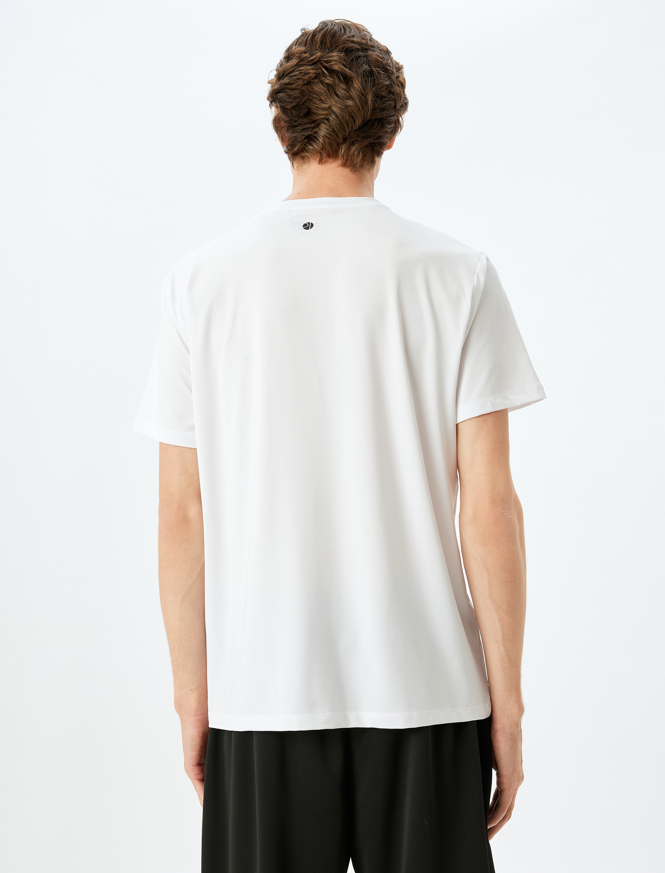   Bisiklet Yaka Kısa Kollu Slogan Baskılı Spor Tişört