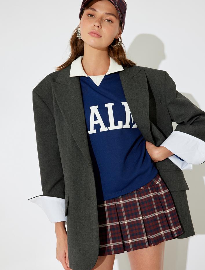  Koton X İnji - Oversize Düğmeli Vatkalı Cep Detaylı Blazer Shacket
