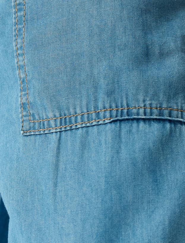 Jogger Kargo Cepli Düğmeli Kot Pantolon_5