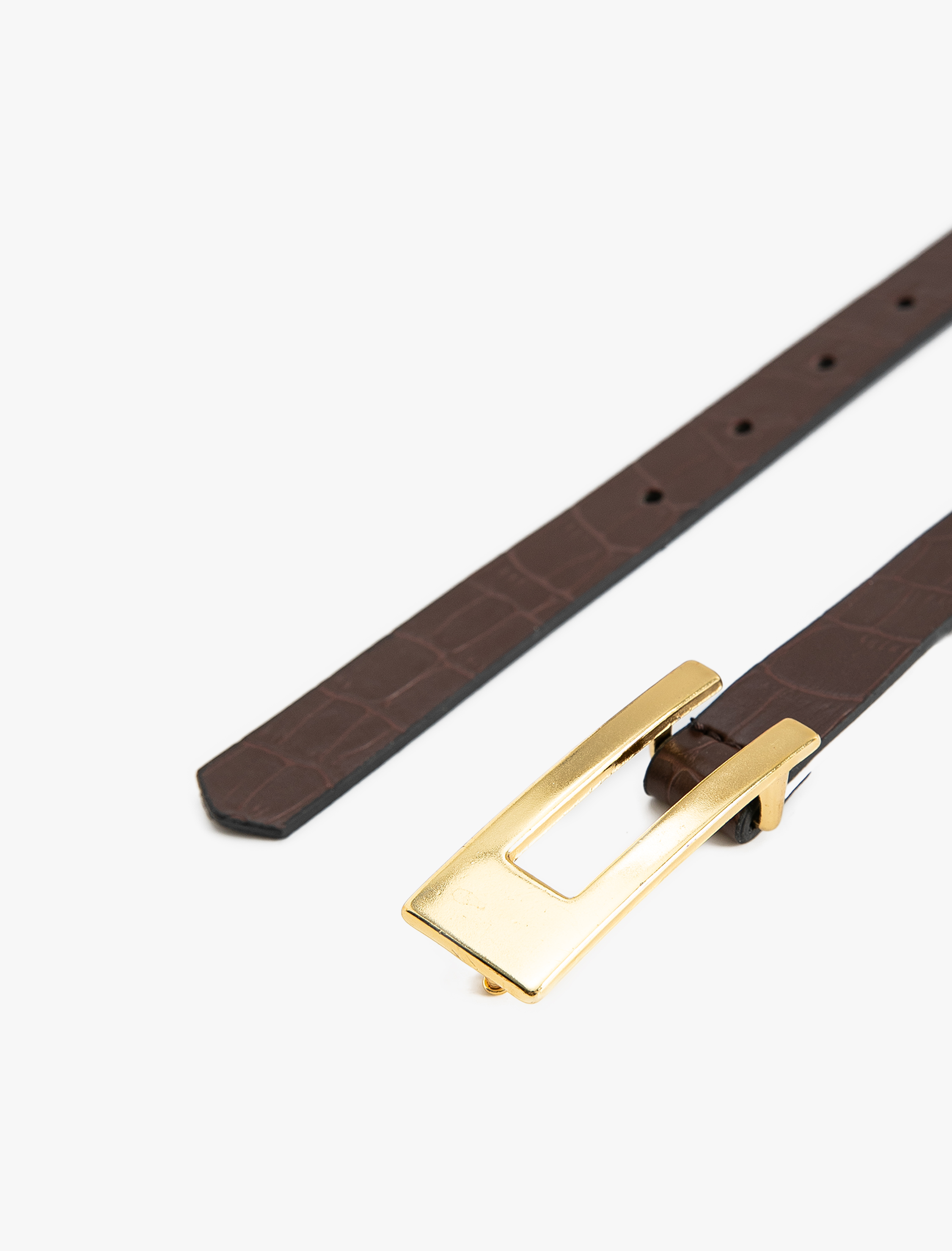  Kadın Kemer Suni Deri Kroko Görünümlü Metal Toka Detaylı