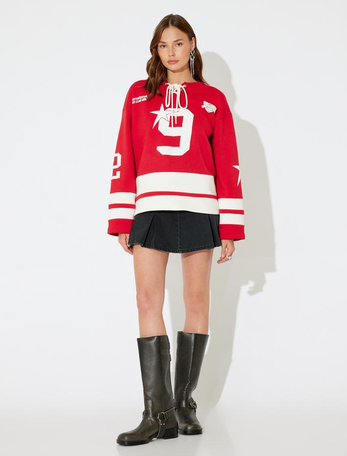  Koton X İnji - Mini Pileli Kemer Detaylı Kot Etek