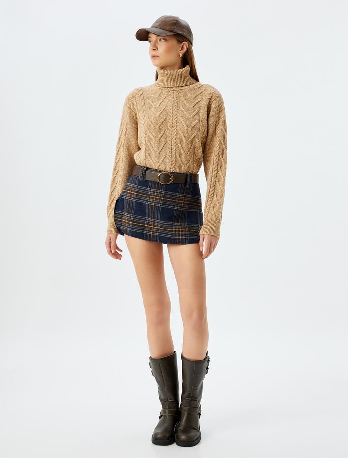  Koton X Sima Tarkan - Uzun Kollu Saç Örgü Dokulu Balıkçı Yaka Triko Kazak