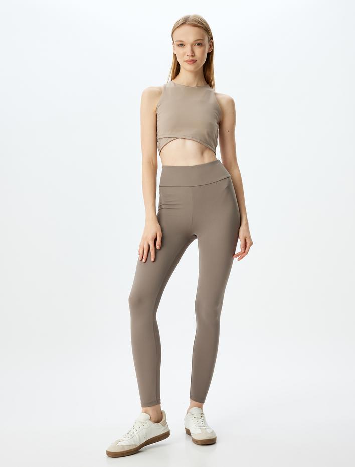  Spor Tayt Yüksek Bel Yumuşak Tuşe Slim Fit