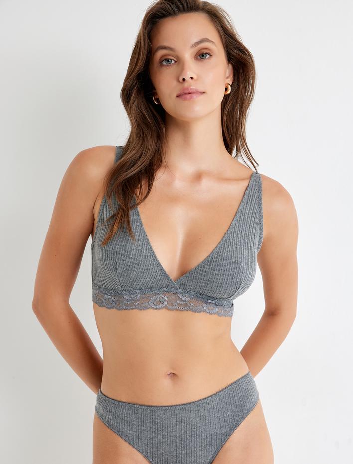  Dolgusuz Balensiz Dantel Detaylı Bralet Sütyen