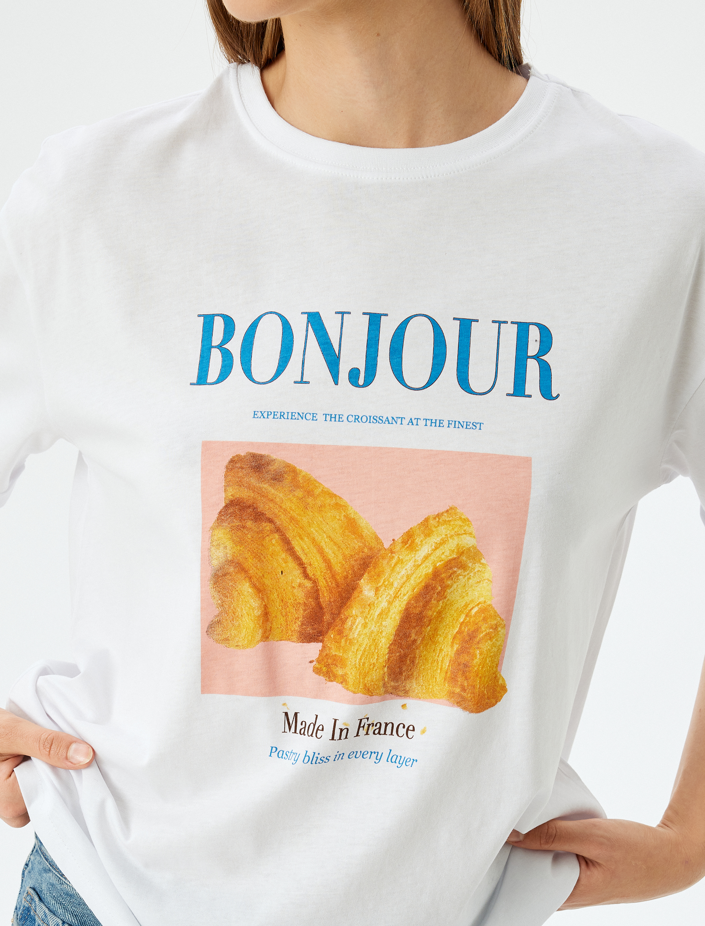   Bisiklet Yaka Kısa Kollu Baskılı Oversize Tişört